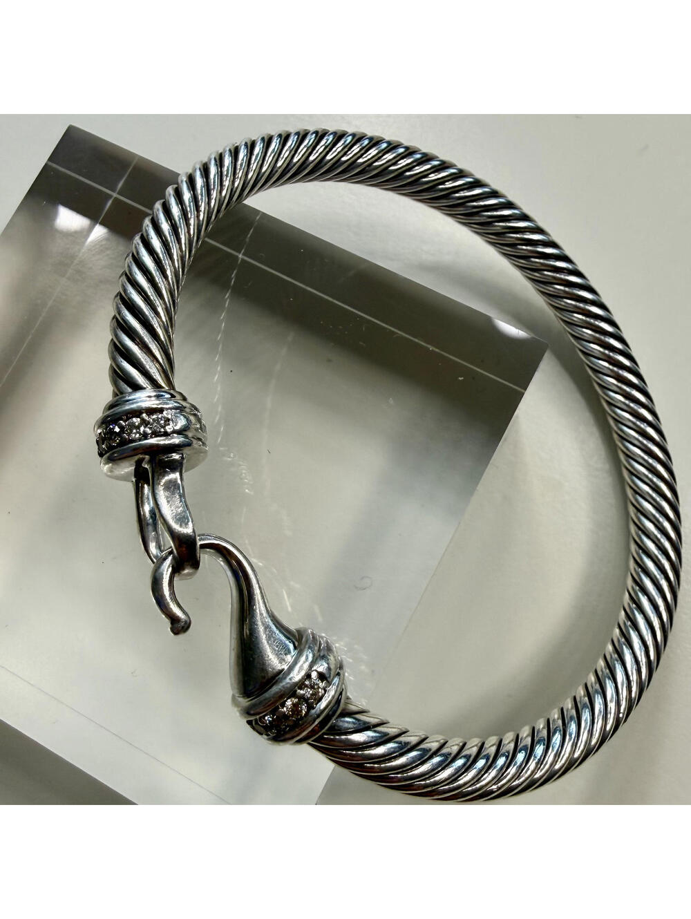 💎 Authentic David Yurman Cable Buckle Bracelet (5mm) silver, 18K gold, diamonds